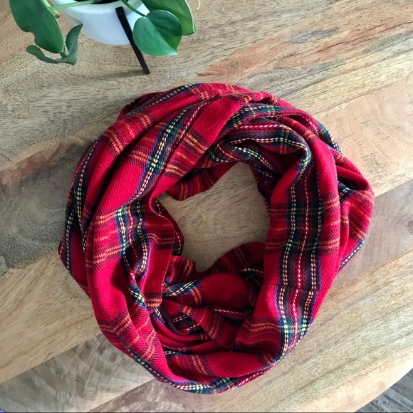 Call It Spring Accessories - Red Plaid Infinity Scarf